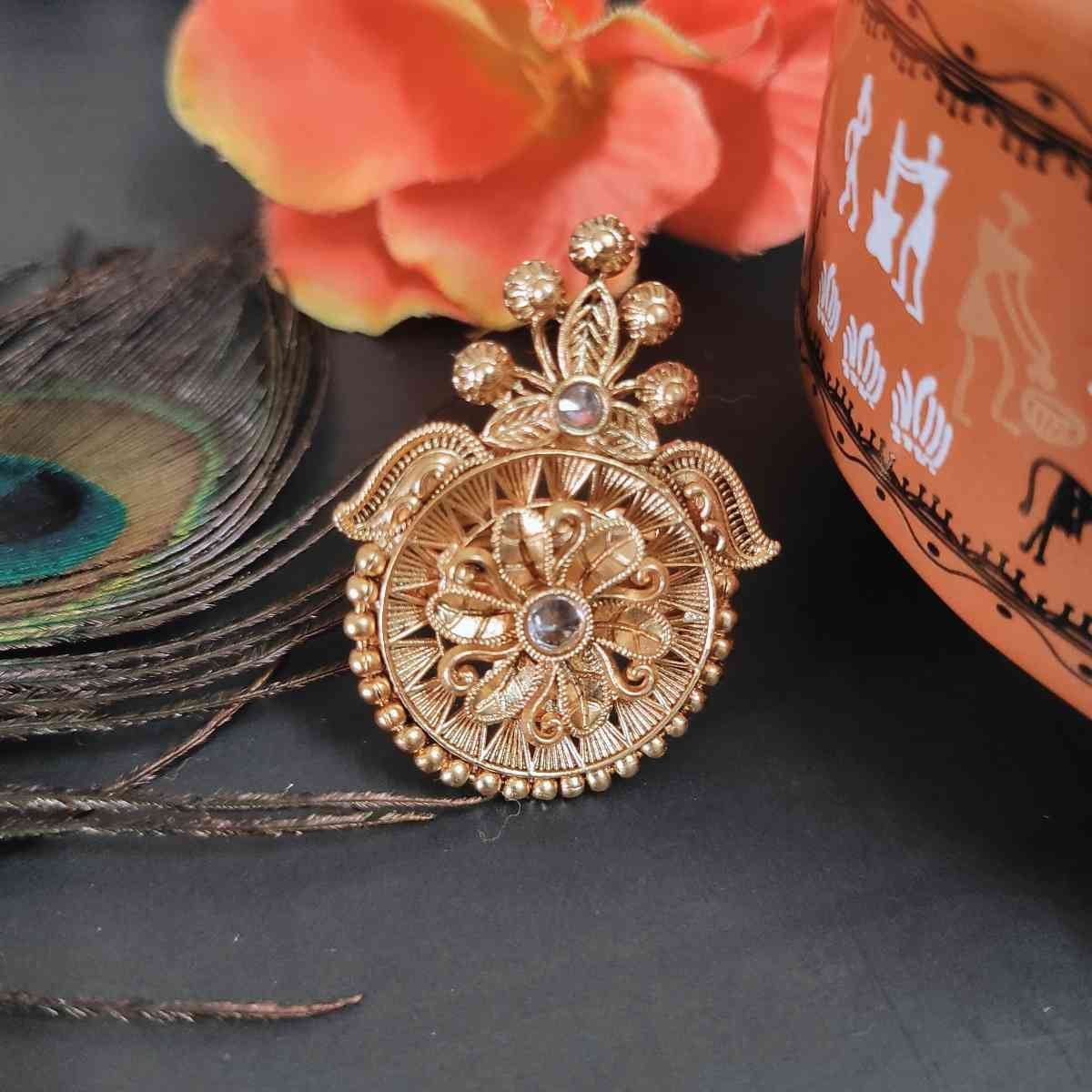 SDFR014 Rajwadi Gold Plated Ring - Image 1