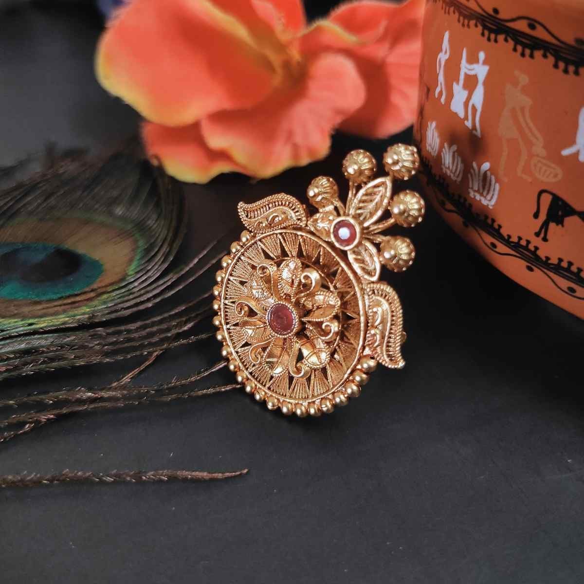 SDFR015 Rajwadi Gold Plated Ring - Image 1
